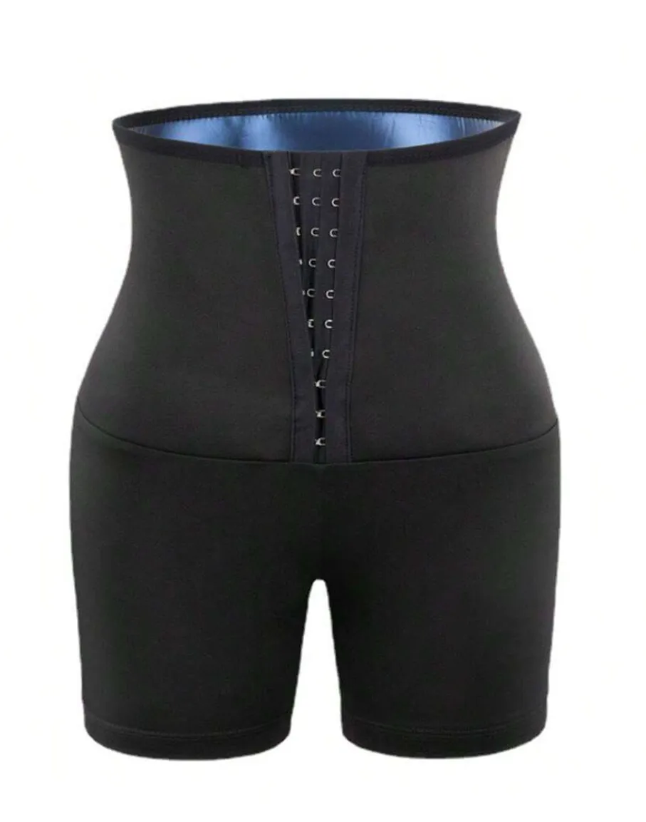 Women's High Waist Sauna Sweat Shorts with Hook Waist Trainer – Tummy Control, Fat Burn, and Workout Fitness Gear