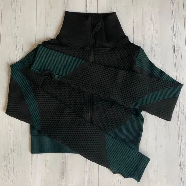 Womens Matching Co Ord Workout Top Leggings Jacket Set