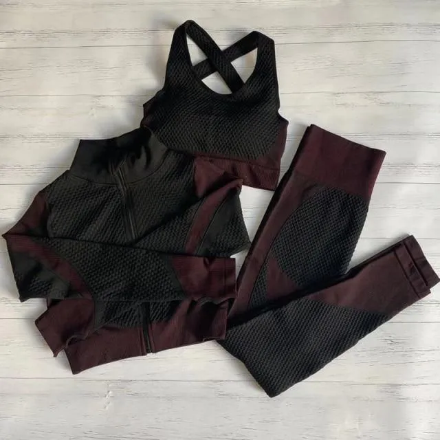 Womens Matching Co Ord Workout Top Leggings Jacket Set