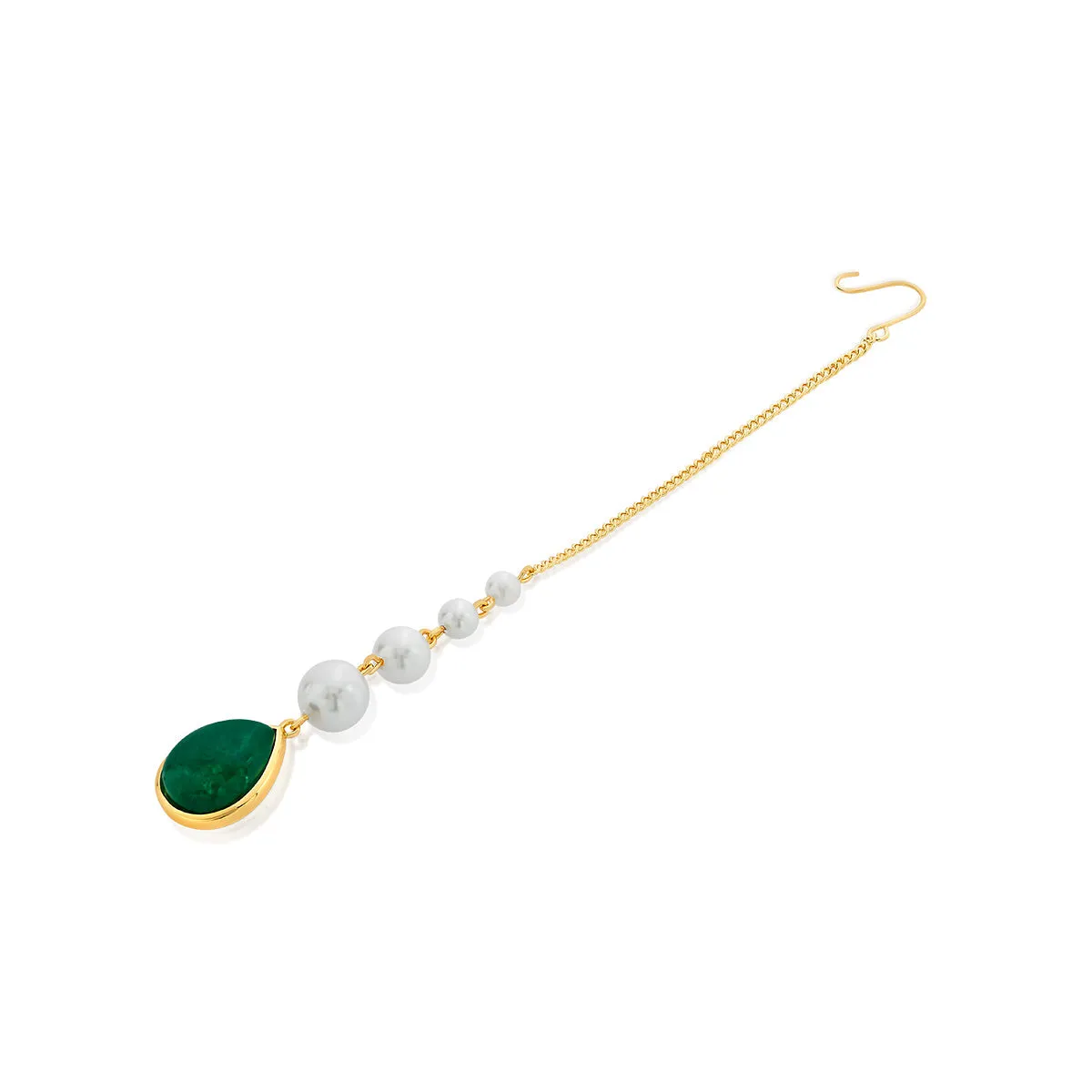 Zeenat Green Quartz Maangtikka